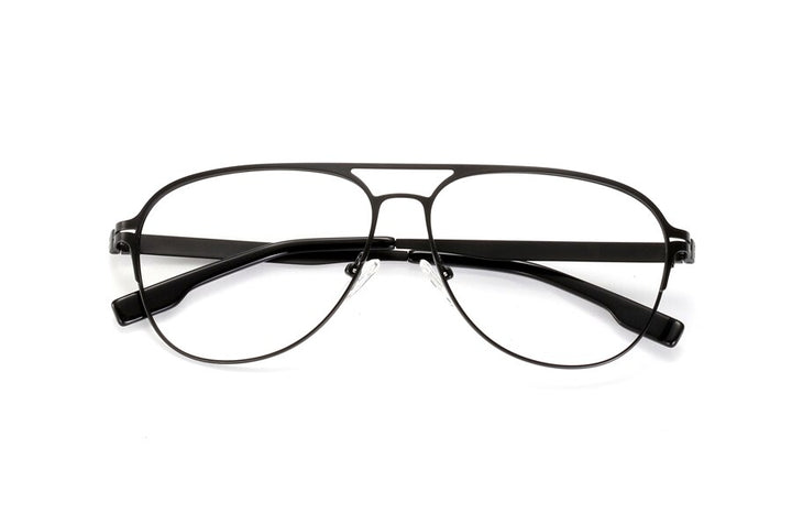 Hotony Men's Full Rim Round Alloy Double Bridge Frame Eyeglasses Full Rim Hotony