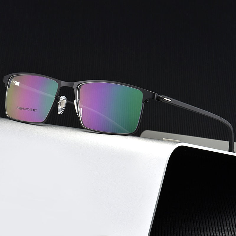 Hotochki Men's IP Electroplated Alloy Full/Semi Rim Frame Eyeglasses P9960 Semi Rim Hotochki