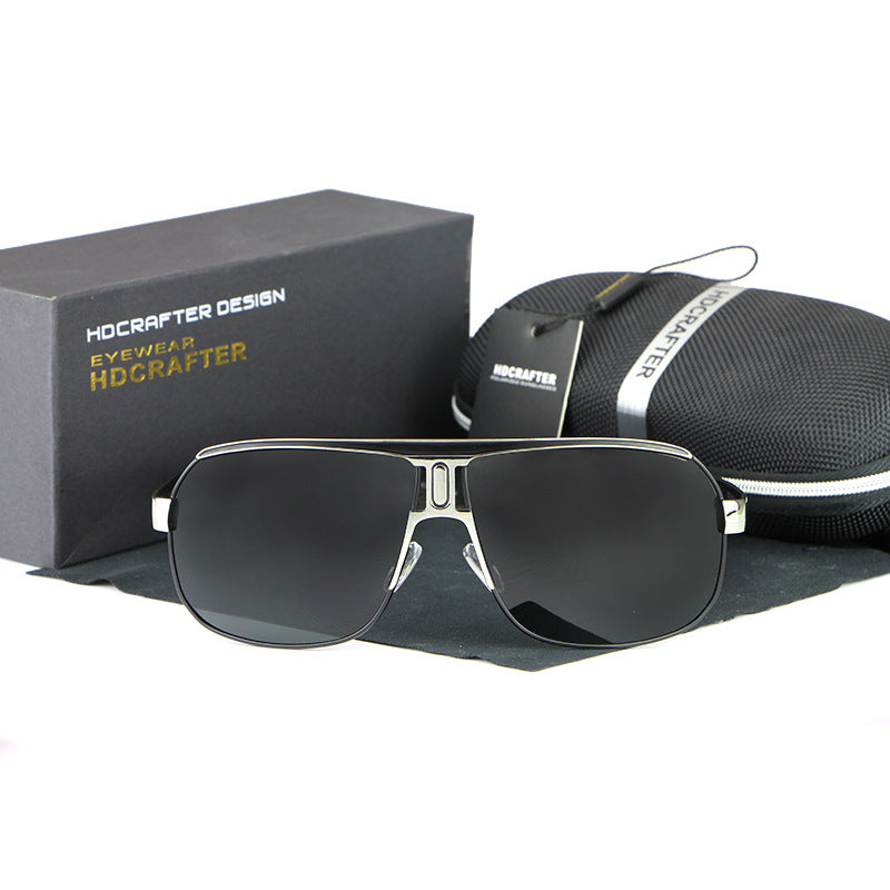 Hdcrafter Men's Full Rim Alloy Rectangle Frame Polarized Sunglasses Le028 Sunglasses HdCrafter Sunglasses