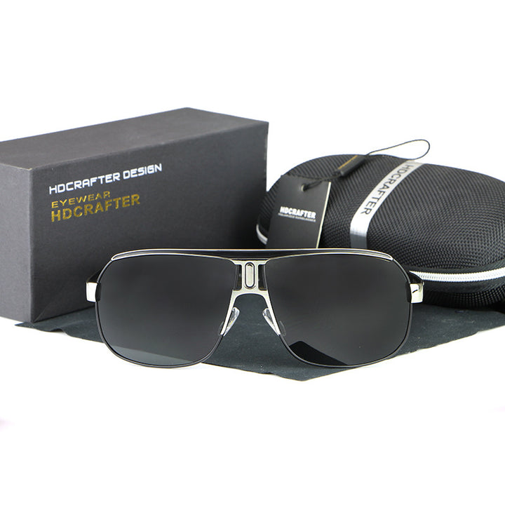 Hdcrafter Men's Full Rim Alloy Rectangle Frame Polarized Sunglasses Le028 Sunglasses HdCrafter Sunglasses