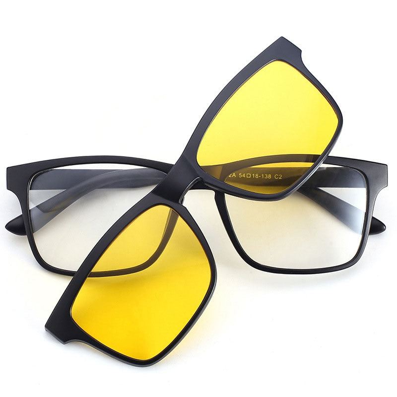 Unisex Eyeglasses Clip On Sunglasses Tr90 Night Vision 2202 Clip On Sunglasses Bclear   