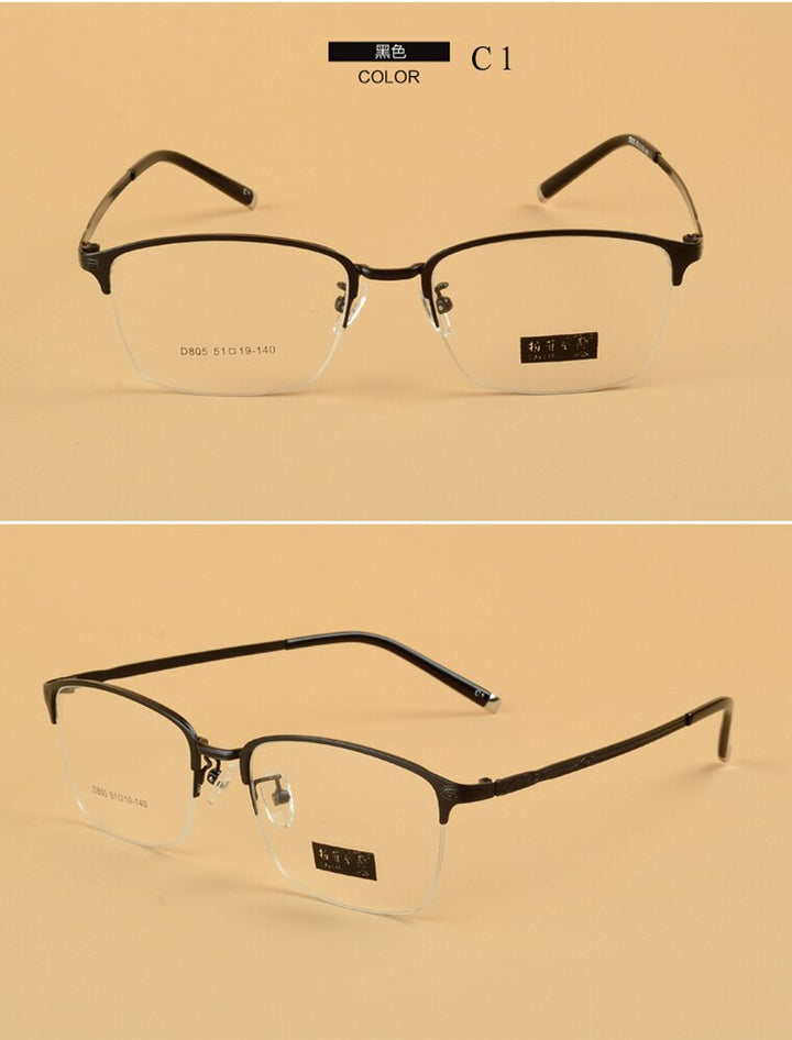 Unisex Semi Rim Alloy Frame Eyeglasses D805 Semi Rim Bclear