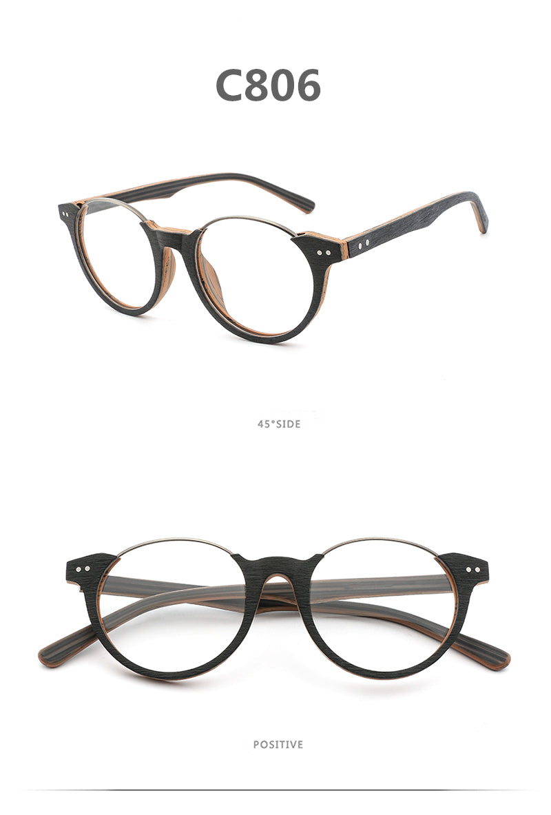 Hdcrafter Unisex Full Rim Square Wood Metal Frame Eyeglasses Ft5359 Full Rim Hdcrafter Eyeglasses   