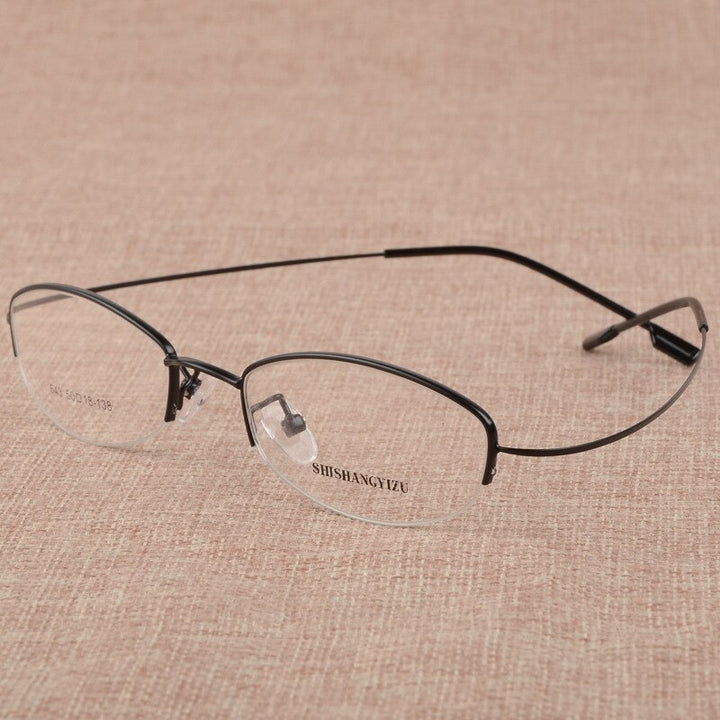 Women's Eyeglasses Semi Rim Rectangular Alloy  S643 Semi Rim Bclear black