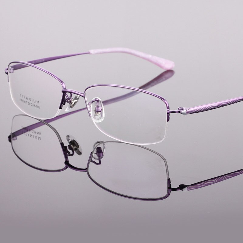 Women's Titanium Semi Rim Frame Eyeglasses Lr8957 Semi Rim Bclear Purple