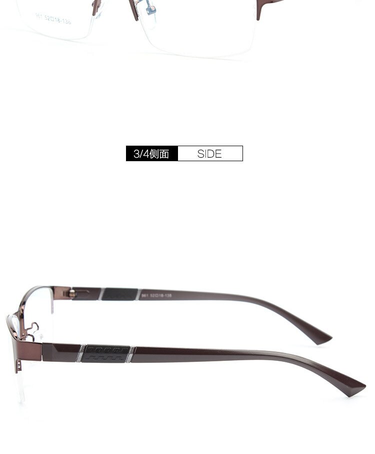Bclear Men's Semi Rim Alloy Tr 90  Square Eyeglasses  961 Semi Rim Bclear