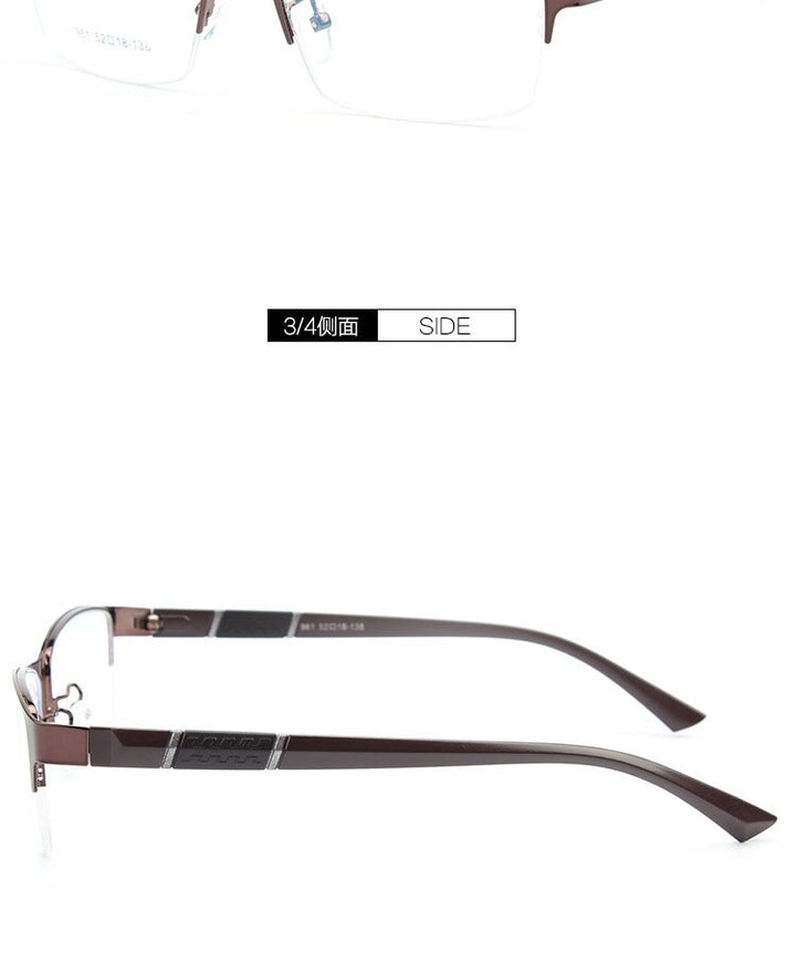 Bclear Men's Semi Rim Alloy Tr 90  Square Eyeglasses  961 Semi Rim Bclear