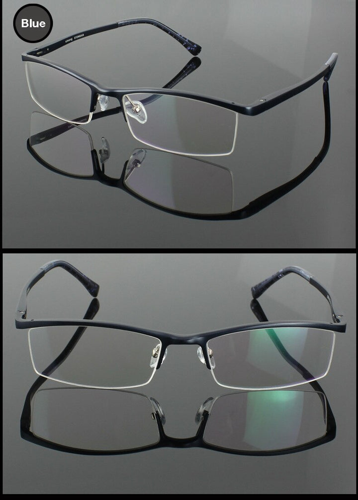 Hotochki Men's Semi Rim Aluminium Magnesium Alloy Frame Eyeglasses 2036 Semi Rim Hotochki