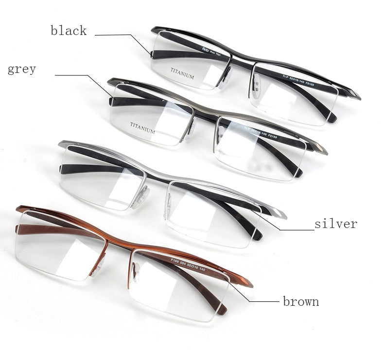Hotony Men's Semi Rim Browline Titanium Frame Eyeglasses P8189 Semi Rim Hotony