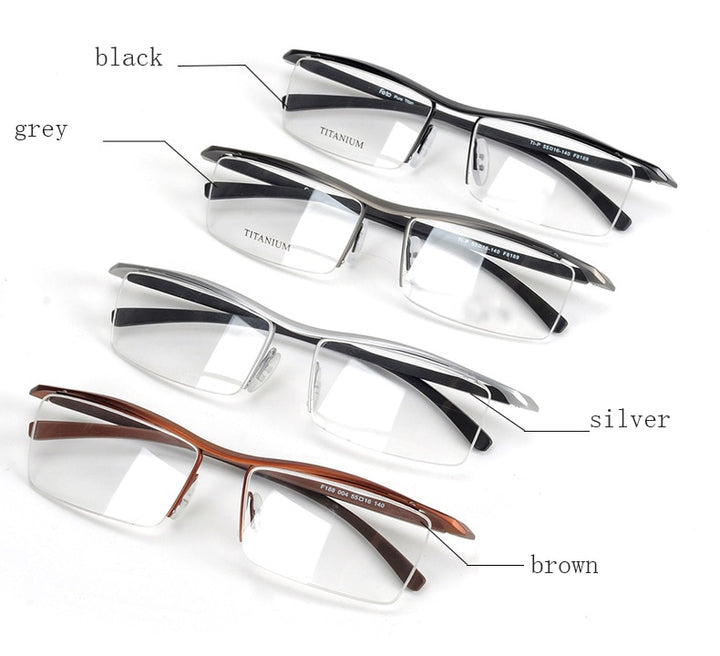Hotony Men's Semi Rim Browline Titanium Frame Eyeglasses P8189 Semi Rim Hotony