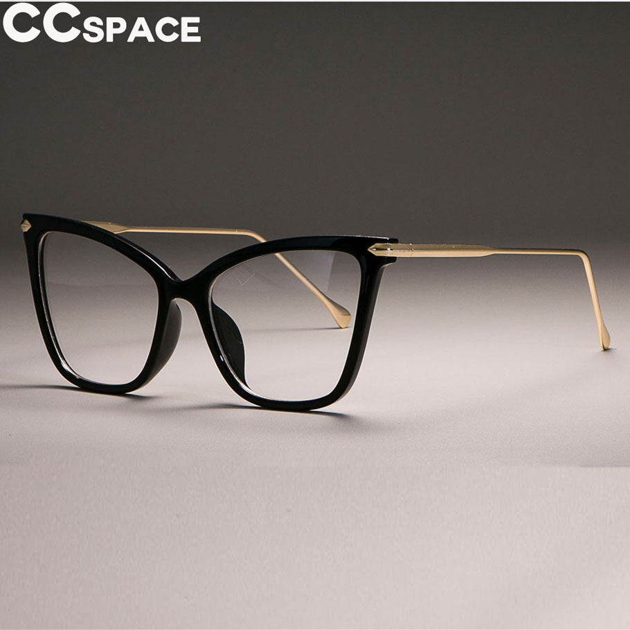 CCspace Women's Full Rim Oversized Square Cat Eye Acetate Frame Eyeglasses 45077 Full Rim CCspace C5 black