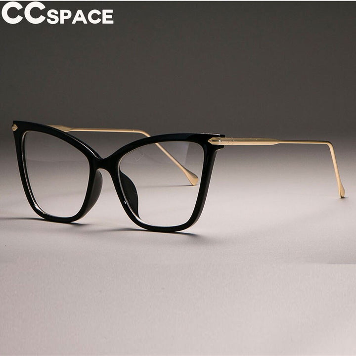 CCspace Women's Full Rim Oversized Square Cat Eye Acetate Frame Eyeglasses 45077 Full Rim CCspace C5 black