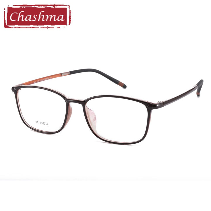 Chashma Ottica Unisex Full Rim Small Temple Round Square Tr 90 Titanium Eyeglasses 102 Full Rim Chashma Ottica Brown
