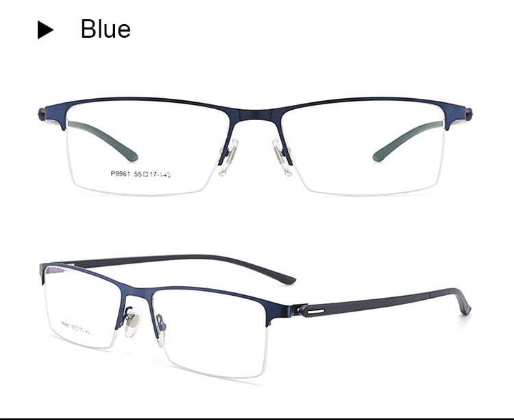 Hotochki Men's IP Electroplated Alloy Full/Semi Rim Frame Eyeglasses P9960 Semi Rim Hotochki