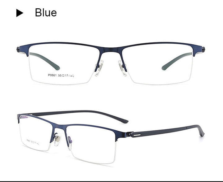 Hotochki Men's IP Electroplated Alloy Full/Semi Rim Frame Eyeglasses P9960 Semi Rim Hotochki