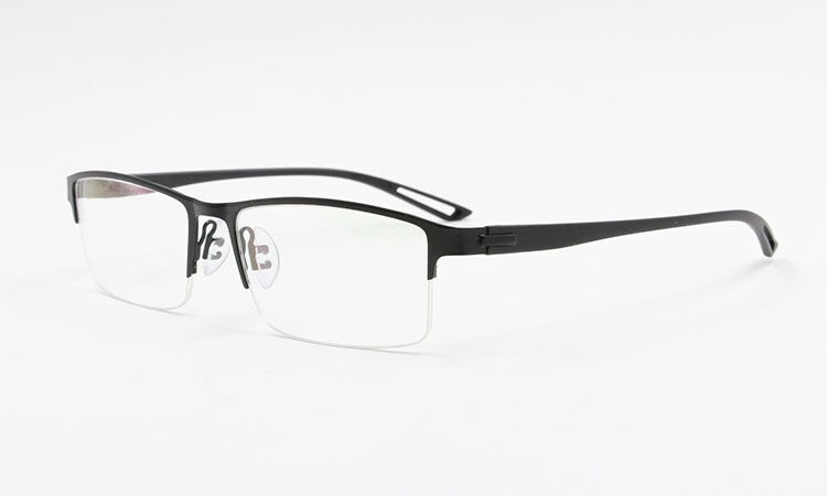 Men's Semi Rim Square Eyeglasses Titanium Alloy  9029 Semi Rim Bclear