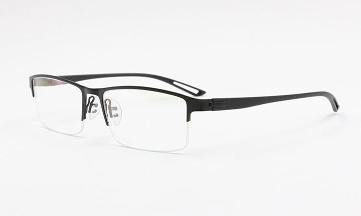 Men's Semi Rim Square Eyeglasses Titanium Alloy  9029 Semi Rim Bclear