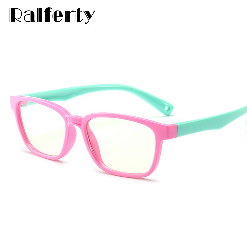 Ralferty Kids Square Eyeglasses Anti-blue Light TR90 Flexible M8140 Full Rim Ralferty