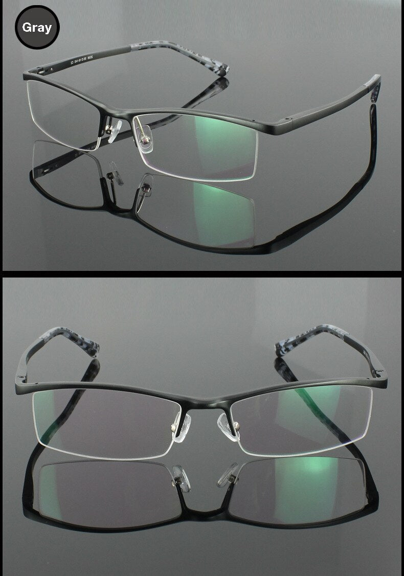 Hotochki Men's Semi Rim Aluminium Magnesium Alloy Frame Eyeglasses 2036 Semi Rim Hotochki