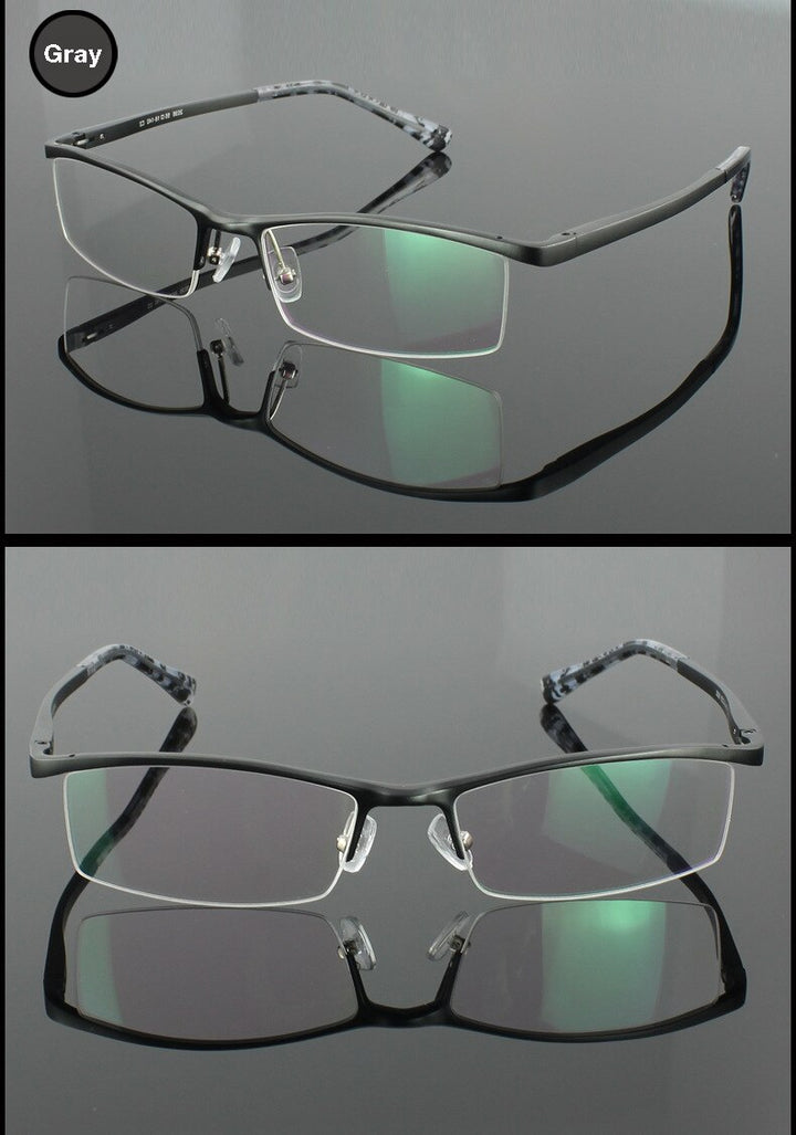 Hotochki Men's Semi Rim Aluminium Magnesium Alloy Frame Eyeglasses 2036 Semi Rim Hotochki