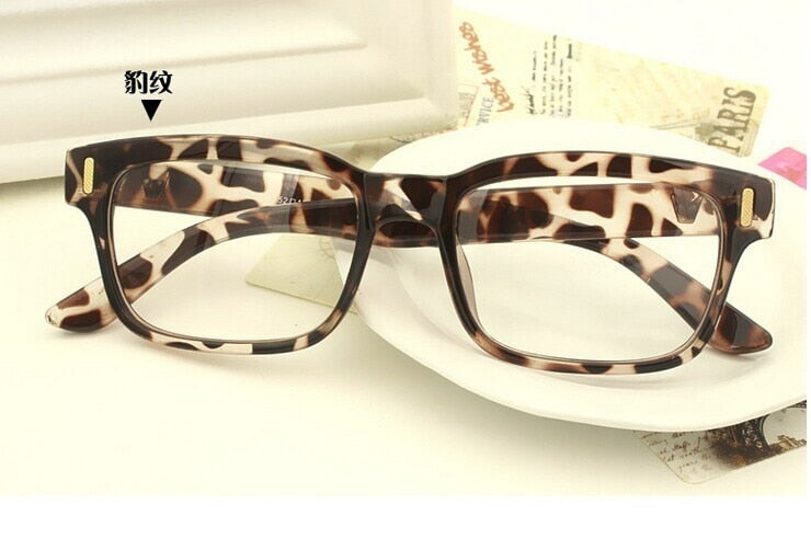 Unisex Eyeglasses V-Shaped Frame Plastic Acetate 8084 Frame Brightzone Leopard  
