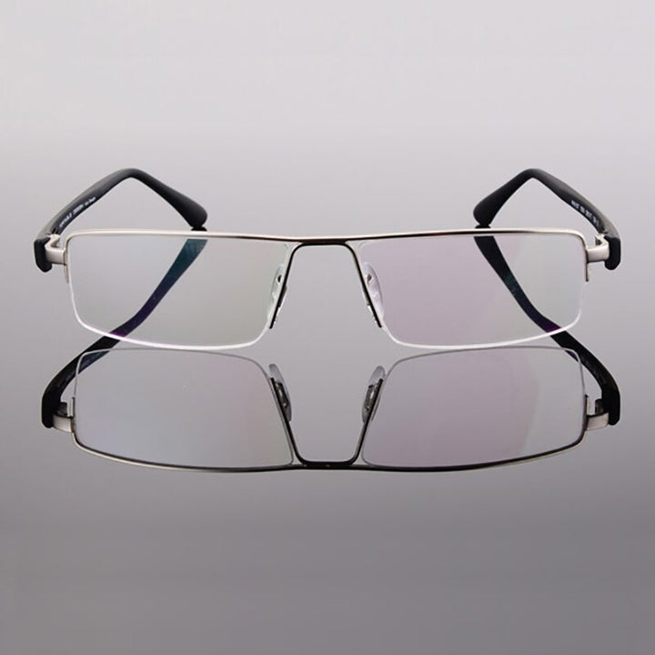 Hotochki Men's Semi Rim Rectangular Alloy Frame Eyeglasses P8157 Semi Rim Hotochki