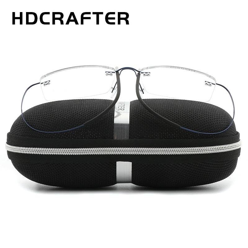 Hdcrafter Rimless Rectangle Titanium Frame Eyeglasses Unisex Rimless Hdcrafter Eyeglasses