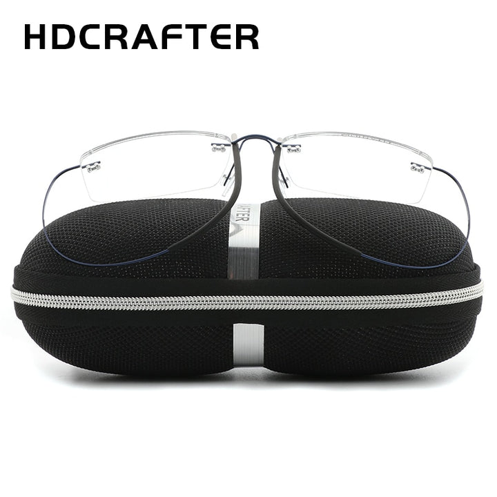 Hdcrafter Rimless Rectangle Titanium Frame Eyeglasses Unisex Rimless Hdcrafter Eyeglasses