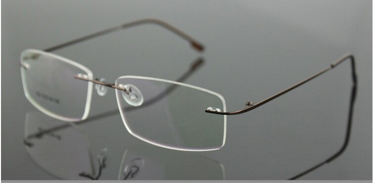 Chashma Men's RImless Square Titanium Eyeglasses L763 Rimless Chashma Brown