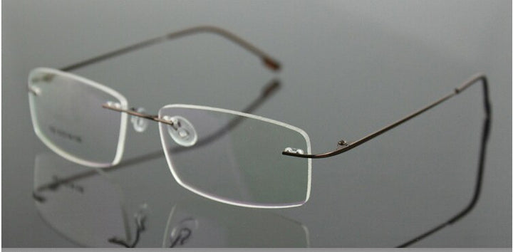 Chashma Men's RImless Square Titanium Eyeglasses L763 Rimless Chashma Brown