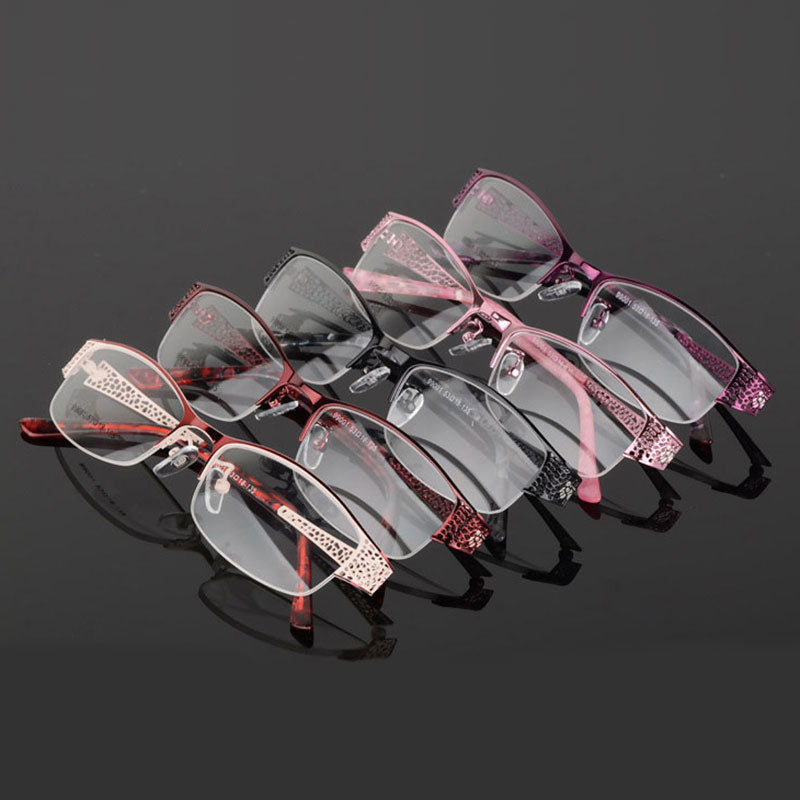 Reven Jate Women's Semi Rim Rectangle Alloy Eyeglasses 99001 Semi Rim Reven Jate