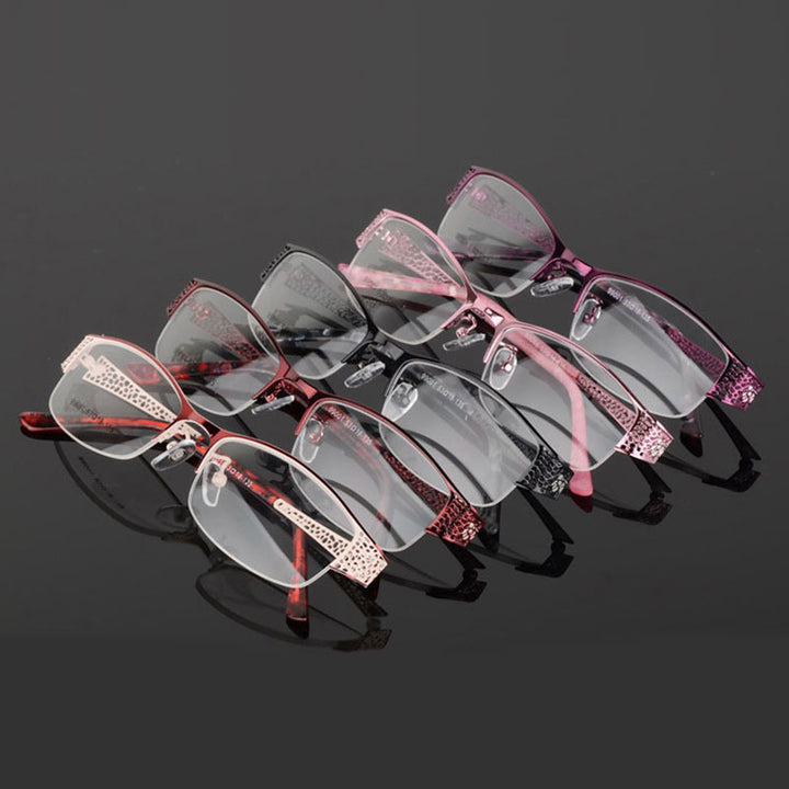 Reven Jate Women's Semi Rim Rectangle Alloy Eyeglasses 99001 Semi Rim Reven Jate
