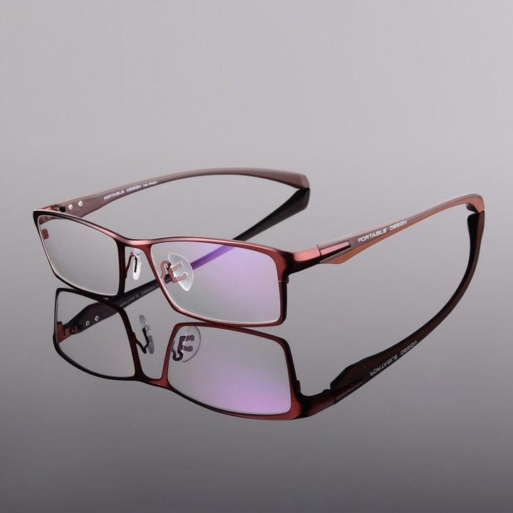 Hotochki Men's Full Rim Rectangular Alloy Acetate Frame Eyeglasses Full Rim Hotochki