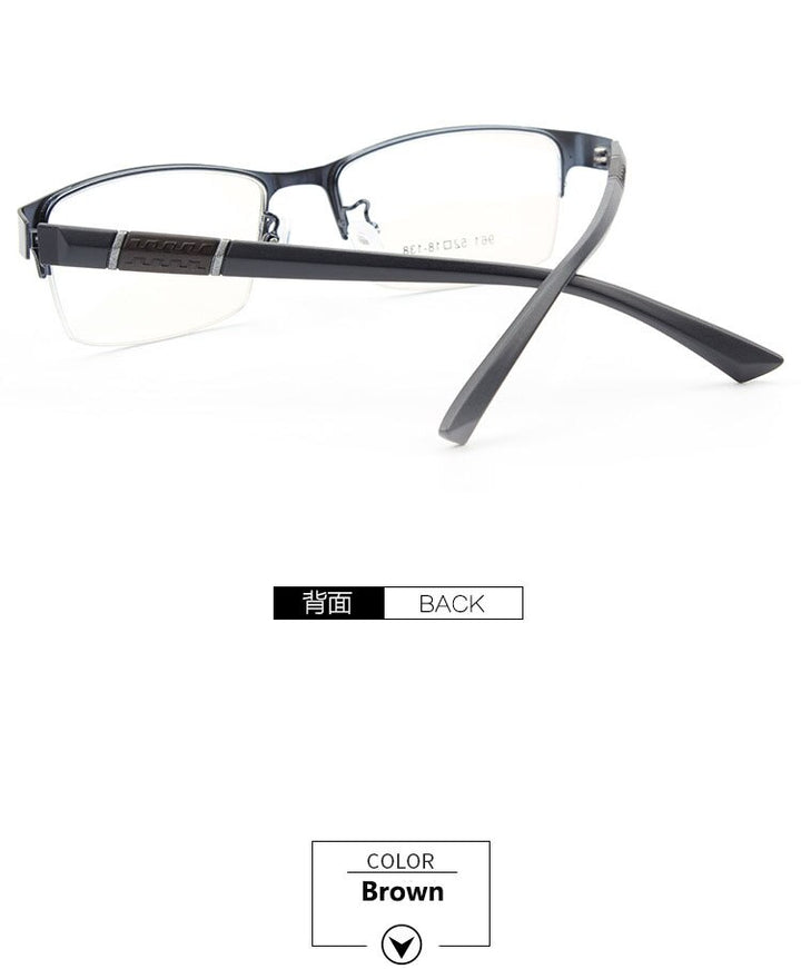 Bclear Men's Semi Rim Alloy Tr 90  Square Eyeglasses  961 Semi Rim Bclear