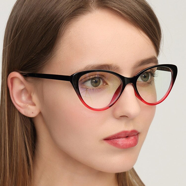 Women's Cat Eye Clear Acetate Frame Eyeglasses Frame Brightzone   