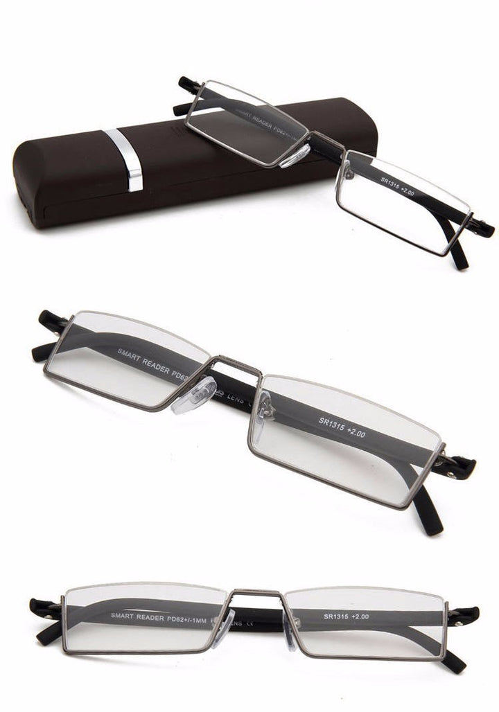 Reven Jate Unisex Semi Rim Rectangle Alloy Reading Glasses R131 Reading Glasses Reven Jate