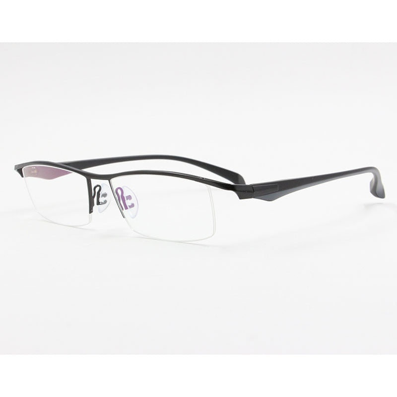 Bclear Men's Eyeglasses Semi Rim Square Titanium Alloy Semi Rim Bclear