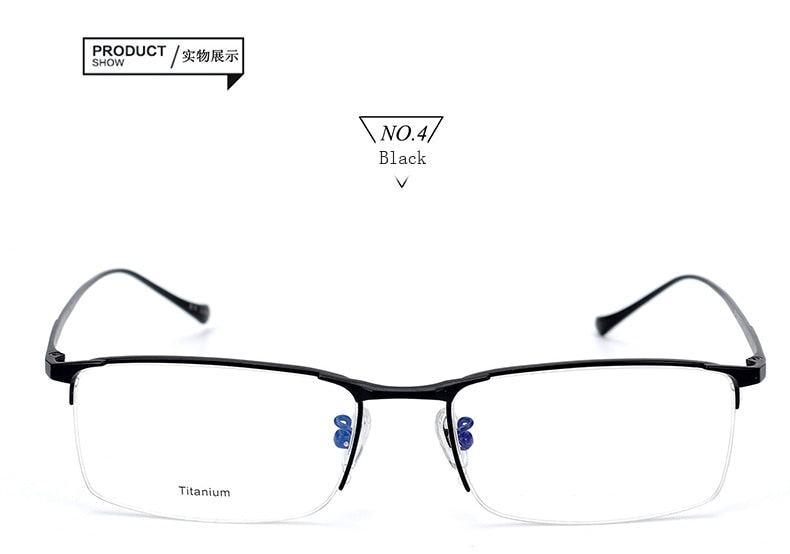 Hotony Men's Semi Rim Square Titanium Frame Eyeglasses S8803 Semi Rim Hotony