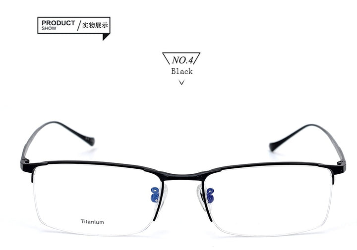 Hotony Men's Semi Rim Square Titanium Frame Eyeglasses S8803 Semi Rim Hotony