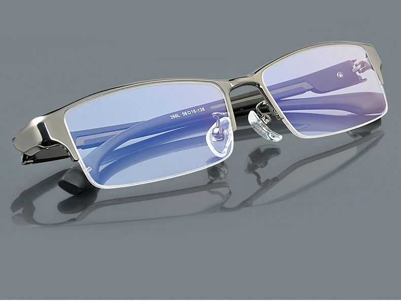 Reven Jate Men's Semi Rim Rectangle Titanium Eyeglasses L266 Semi Rim Reven Jate