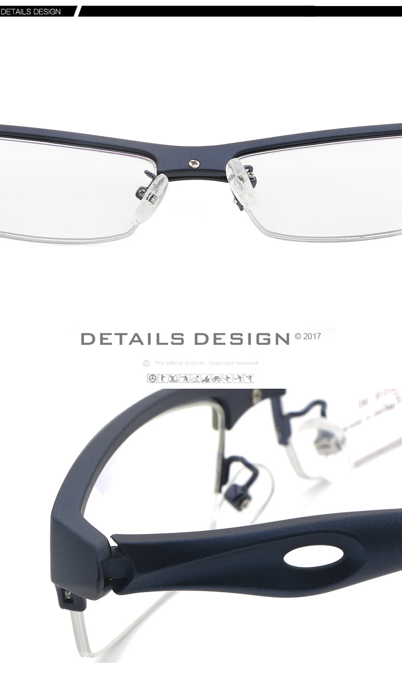 Hdcrafter Men's TR 90 Rectangle Semi Rim Frame Eyeglasses L1077 Semi Rim Hdcrafter Eyeglasses