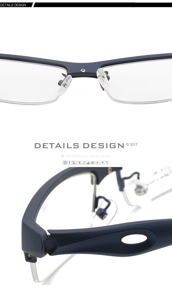 Hdcrafter Men's TR 90 Rectangle Semi Rim Frame Eyeglasses L1077 Semi Rim Hdcrafter Eyeglasses