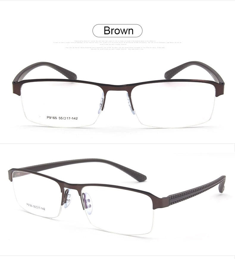 Reven Jate Men's Semi Rim Square Alloy Eyeglasses P9165 Semi Rim Reven Jate