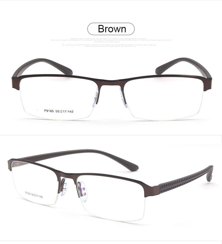Reven Jate Men's Semi Rim Square Alloy Eyeglasses P9165 Semi Rim Reven Jate