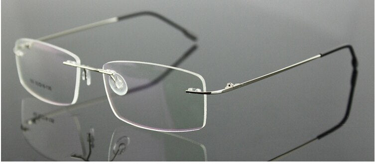 Chashma Men's RImless Square Titanium Eyeglasses L763 Rimless Chashma Silver