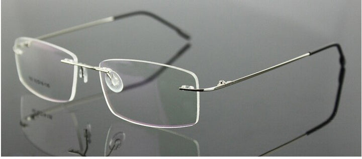 Chashma Men's RImless Square Titanium Eyeglasses L763 Rimless Chashma Silver