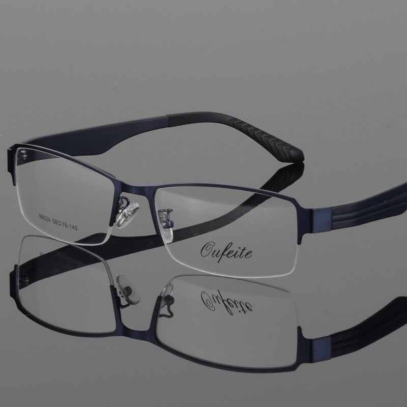 Bclear Men's Eyeglasses Semi Rim Wide Glasses Alloy Frame S99024 Semi Rim Bclear