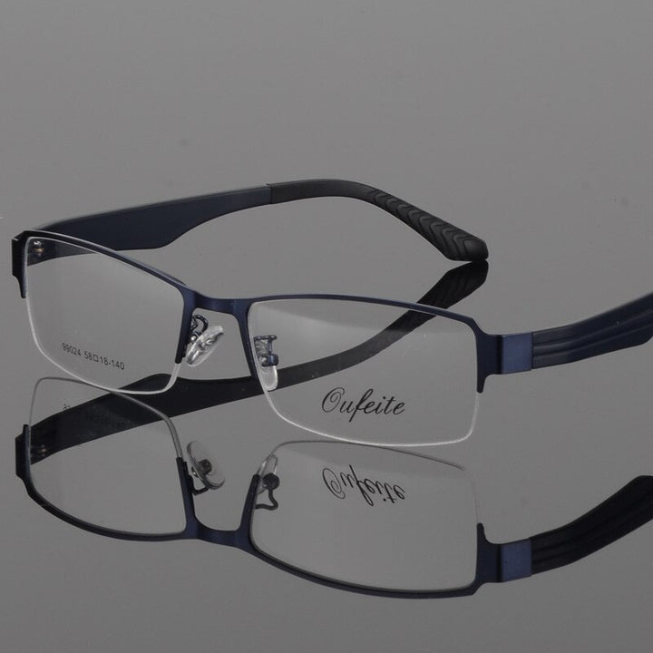 Bclear Men's Eyeglasses Semi Rim Wide Glasses Alloy Frame S99024 Semi Rim Bclear