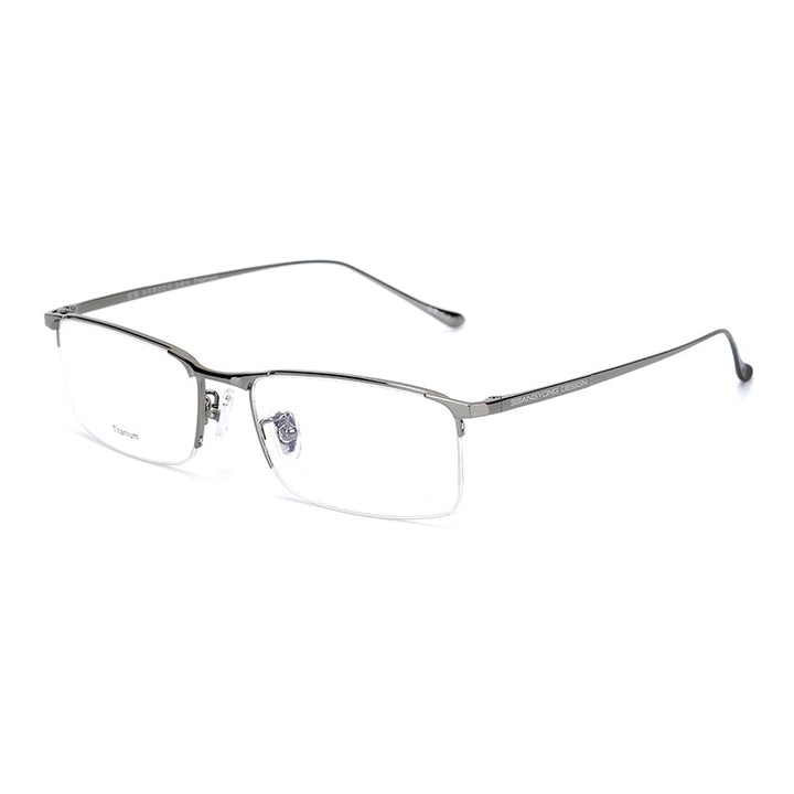 Hotony Men's Semi Rim Square Titanium Frame Eyeglasses S8803 Semi Rim Hotony gray