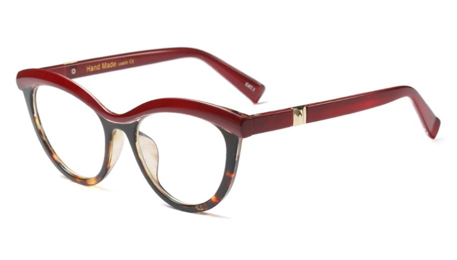 CCspace Women's Full Rim Square Brow Line Cat Eye Resin Frame Eyeglasses 45490 Full Rim CCspace C3 Red leopard
